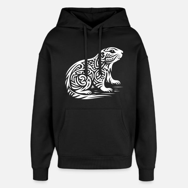 Chien de prairie tribal - Sweat à capuche unisexe Stanley/Stella Oversized - noir