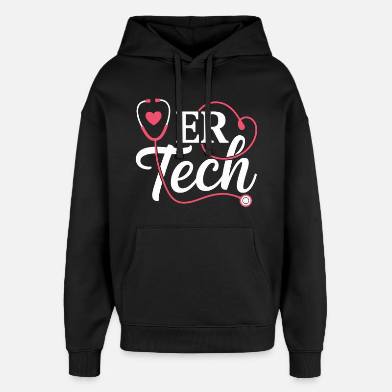 ERTech Stethoskop Herz - Oversized Unisex Hoodie von Stanley/Stella - Schwarz