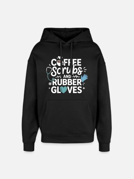 Coffee scrubs and rubber gloves - Oversized Unisex Hoodie by Stanley/Stella - black