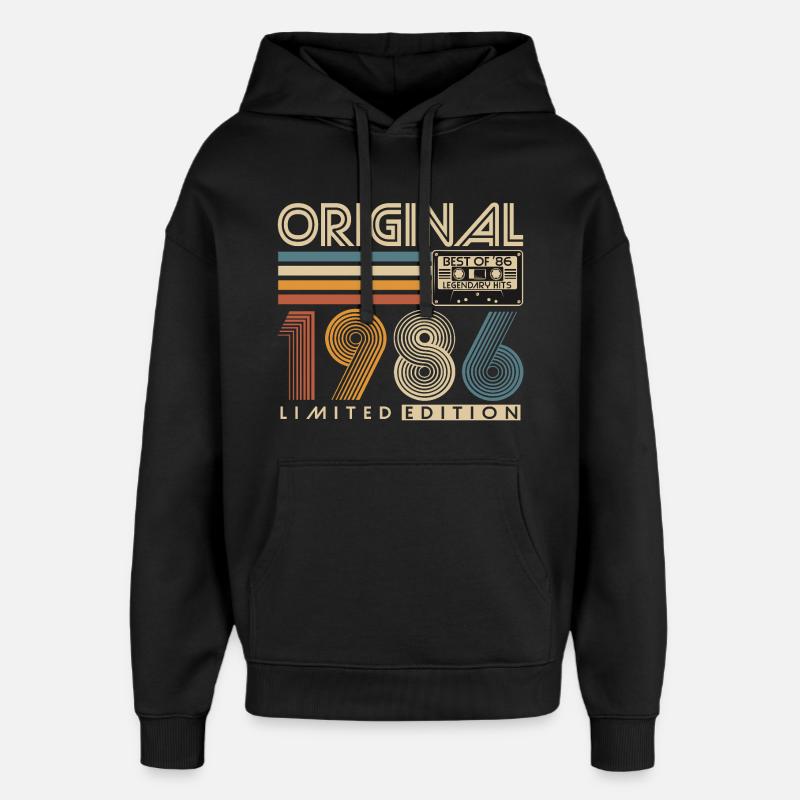 40e anniversaire Rétro Cadeau 1986 - Sweat à capuche unisexe Stanley/Stella Oversized - noir