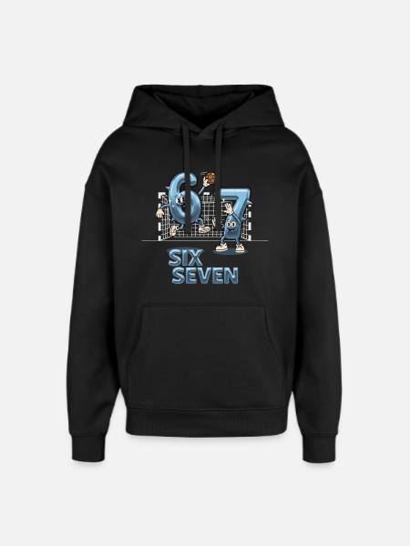 67 Six Seven Y3K Handball Gift - Oversized Unisex Hoodie by Stanley/Stella - black