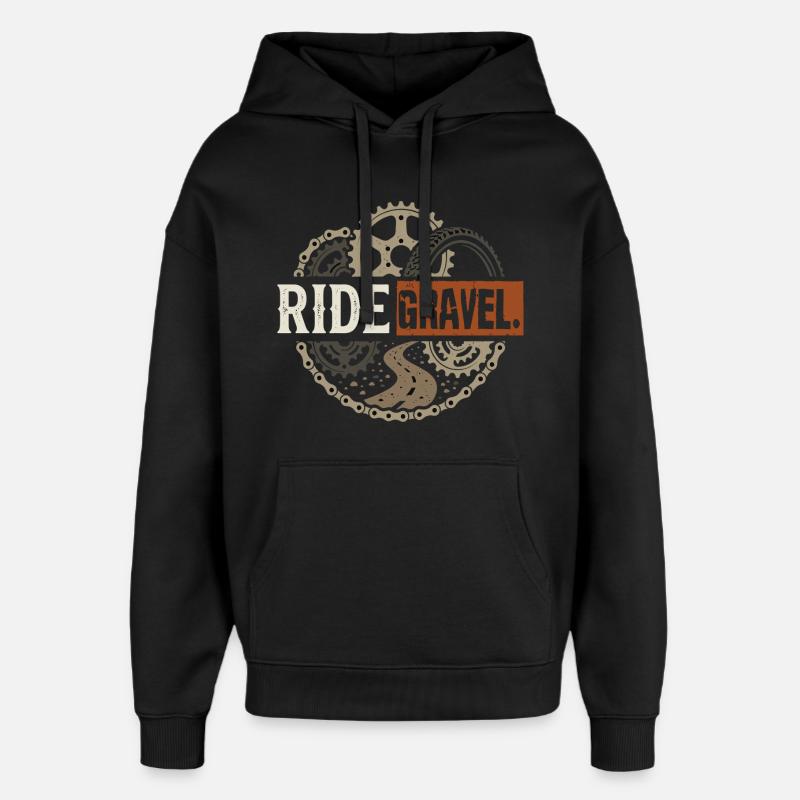Vélo de gravier Bikepacking tout-terrain - Sweat à capuche unisexe Stanley/Stella Oversized - noir