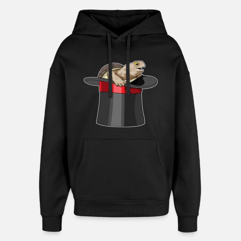 Turtle Wizard Cylinder - Oversized Unisex Hoodie by Stanley/Stella - black