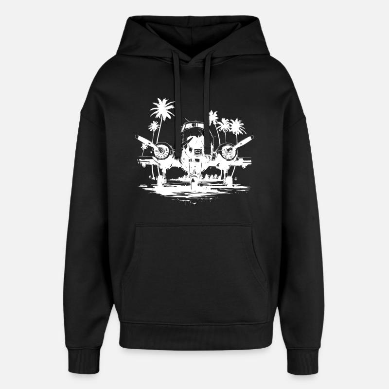 Dessin d’avion - Sweat à capuche unisexe Stanley/Stella Oversized - noir