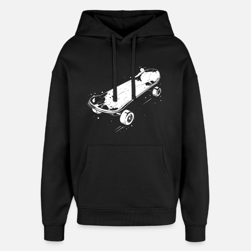 Croquis de planche à roulettes - Sweat à capuche unisexe Stanley/Stella Oversized - noir