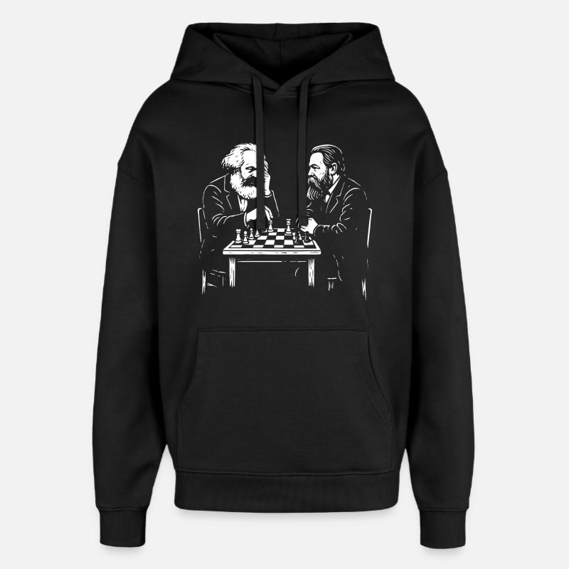Karl Marx e Friedrich Engels giocano a scacchi - Stanley/Stella Oversized Felpa con cappuccio unisex - nero