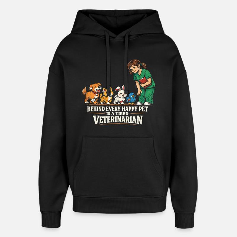 Vétérinaire Vétérinaire - Sweat à capuche unisexe Stanley/Stella Oversized - noir