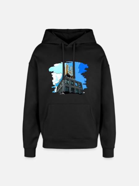Dortmund U tower city - Oversized Unisex Hoodie by Stanley/Stella - black