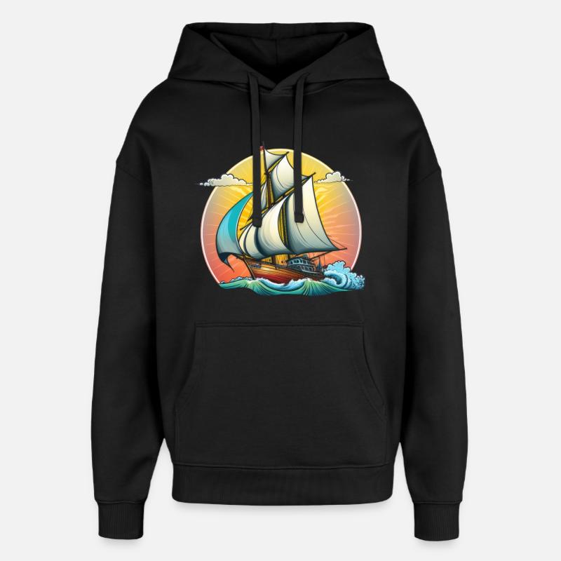 Voilier - Sweat à capuche unisexe Stanley/Stella Oversized - noir