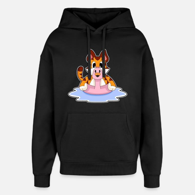 Flamant rose tigré - Sweat à capuche unisexe Stanley/Stella Oversized - noir