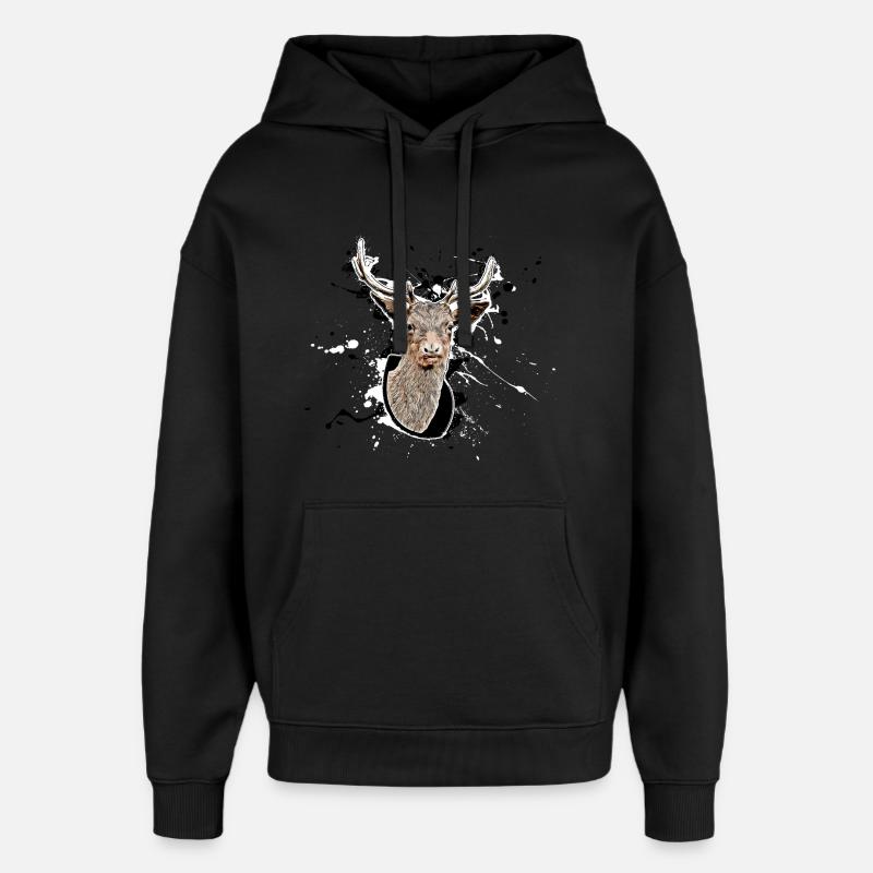 Hirsch - Oversized Unisex Hoodie von Stanley/Stella - Schwarz