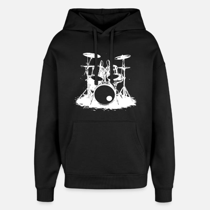 Schlagzeug - Oversized Unisex Hoodie von Stanley/Stella - Schwarz