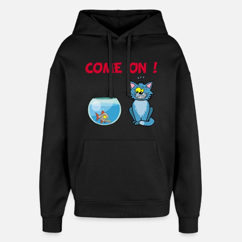 Chat et piranha - Sweat à capuche unisexe Stanley/Stella Oversized - noir