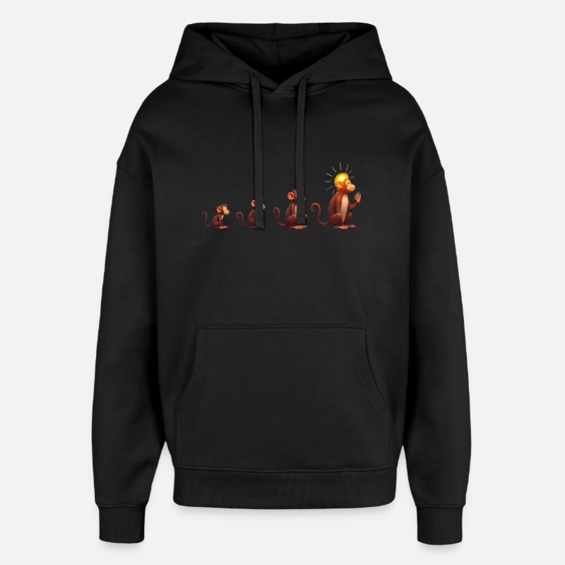 Evolution of sun-headed monkeys - Oversized Unisex Hoodie by Stanley/Stella - black