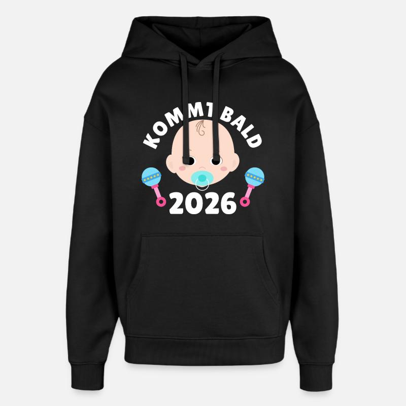 Future maman PROCHAINEMENT 2026 Drôle - Sweat à capuche unisexe Stanley/Stella Oversized - noir