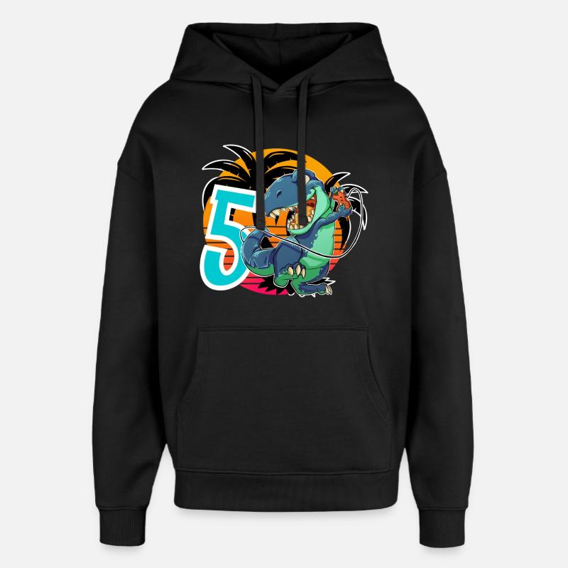 5 T Rex - Sweat à capuche unisexe Stanley/Stella Oversized - noir