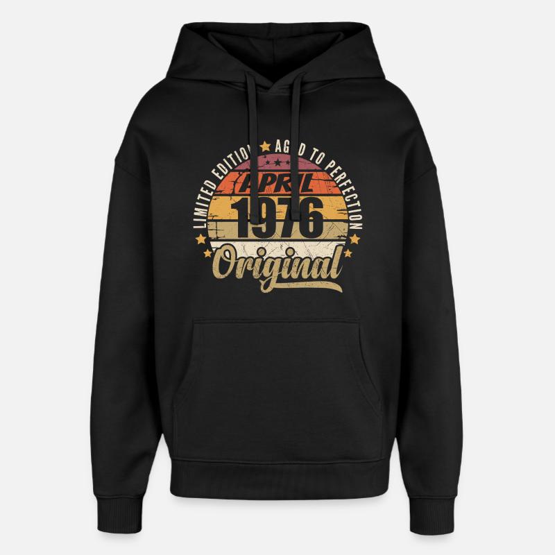 Cadeau D'anniversaire Avril 1976 - Sweat à capuche unisexe Stanley/Stella Oversized - noir