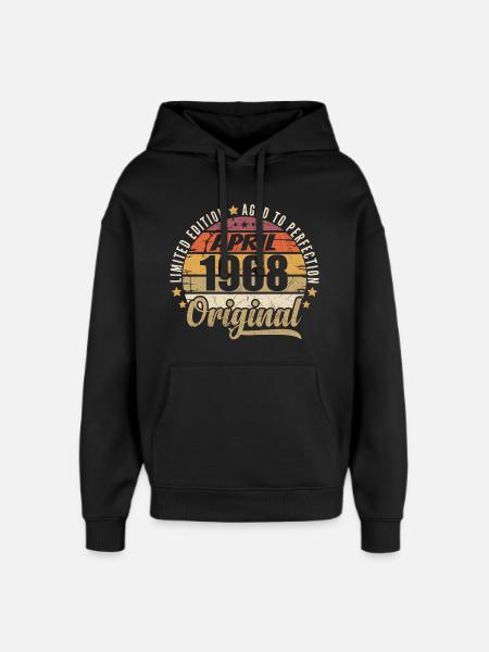 April 1968 Birthday Gift - Oversized Unisex Hoodie by Stanley/Stella - black