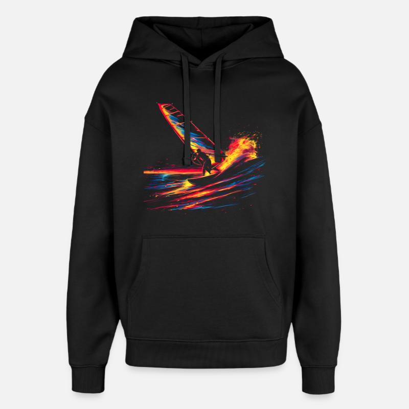 Planche à voile à l’ancienne - Sweat à capuche unisexe Stanley/Stella Oversized - noir