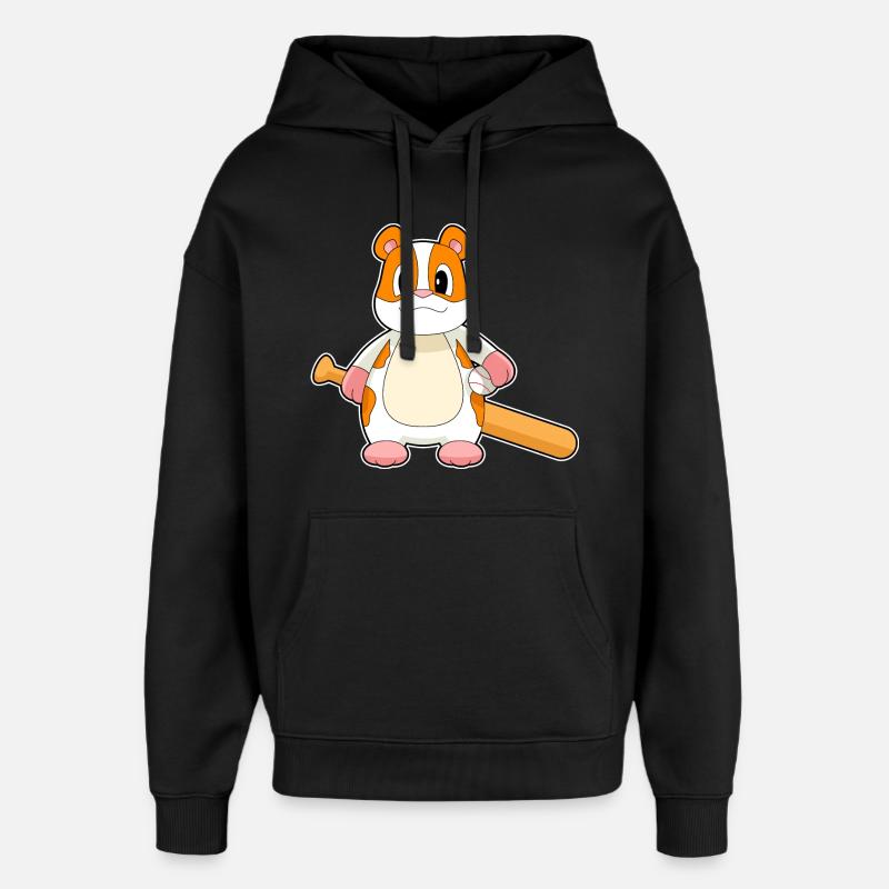 Hamster Baseball Baseballschläger - Oversized Unisex Hoodie von Stanley/Stella - Schwarz