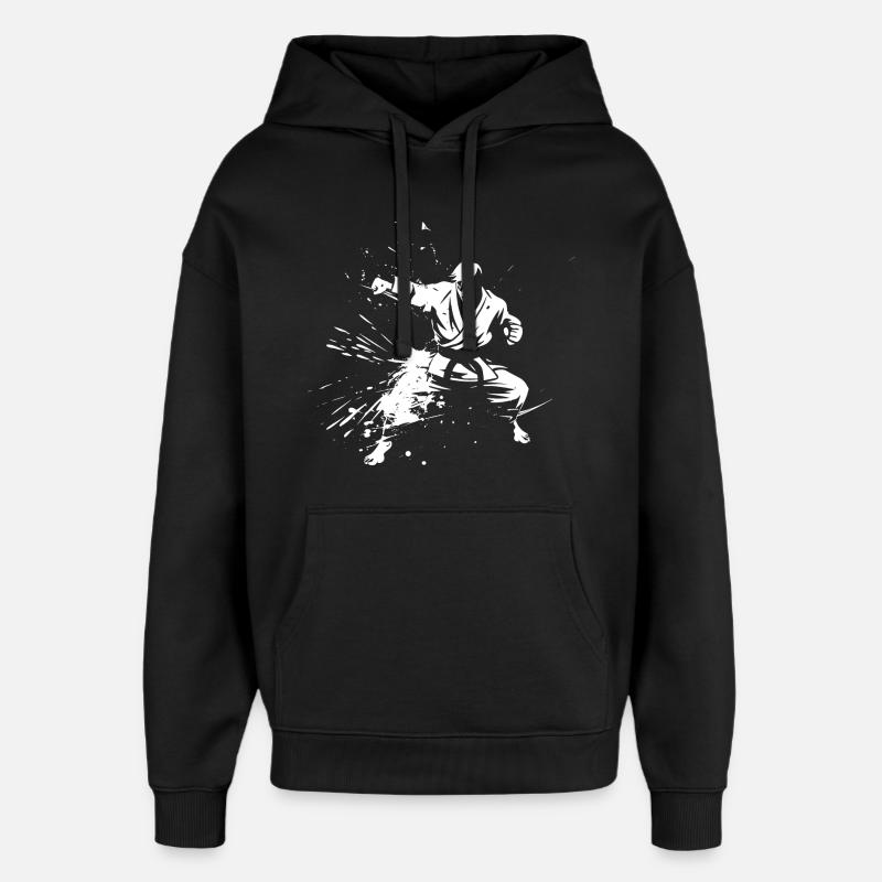 Karate Junge Zeichnung - Oversized Unisex Hoodie von Stanley/Stella - Schwarz