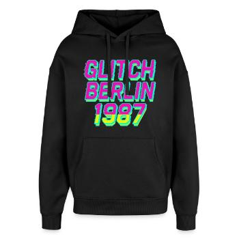 Glitch, Berlin 1987 - Oversized Unisex Hoodie by Stanley/Stella - black - Front - AI Model Female 172 light (172cm) & AI Model Male 185 light (185cm)