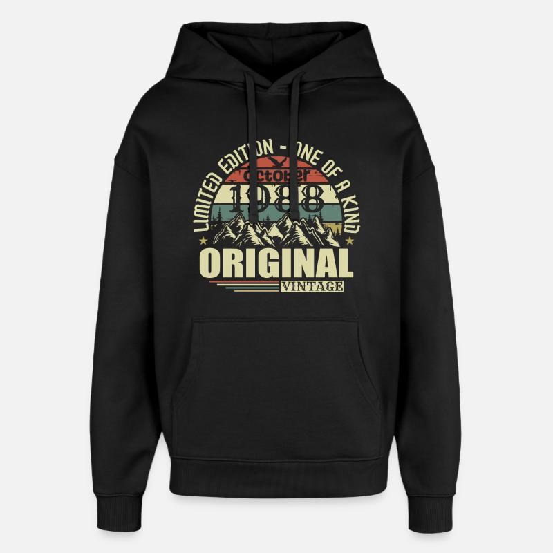 Octobre 1988 - Cadeau d’anniversaire 37 octobre - Sweat à capuche unisexe Stanley/Stella Oversized - noir
