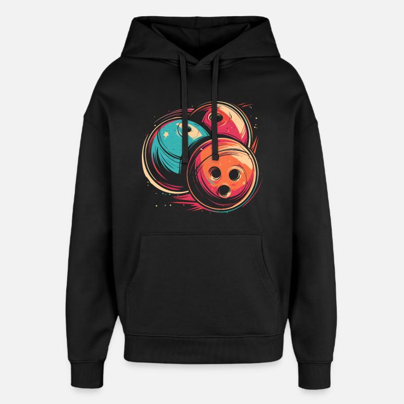 Bowlingkugeln Synthwave - Oversized Unisex Hoodie von Stanley/Stella - Schwarz