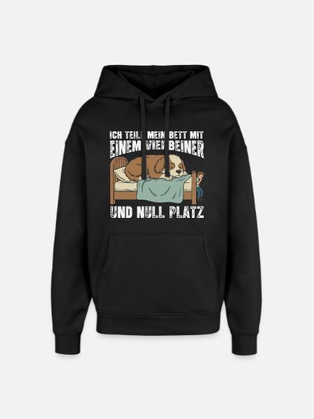 Hund als Bettmitbewohner - Oversized Unisex Hoodie von Stanley/Stella - Schwarz