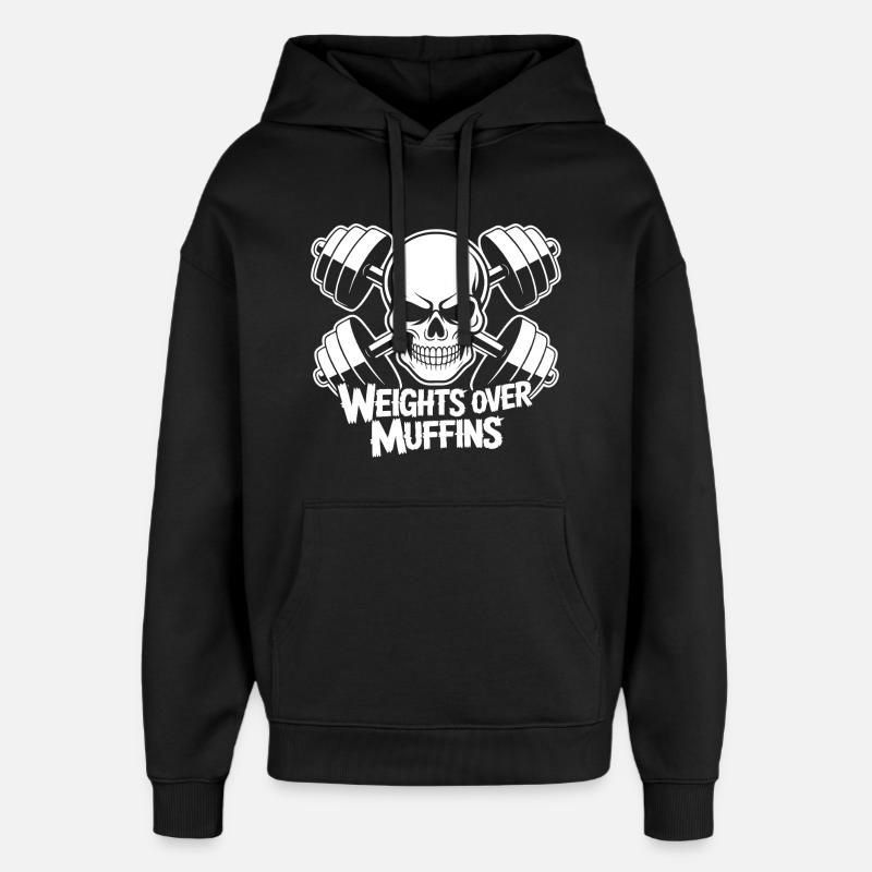 Gewichte über Muffins Schädel - Oversized Unisex Hoodie von Stanley/Stella - Schwarz