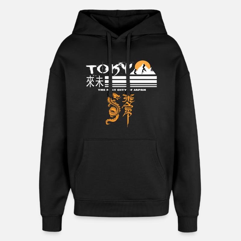 Tokyo Orange - Sweat à capuche unisexe Stanley/Stella Oversized - noir