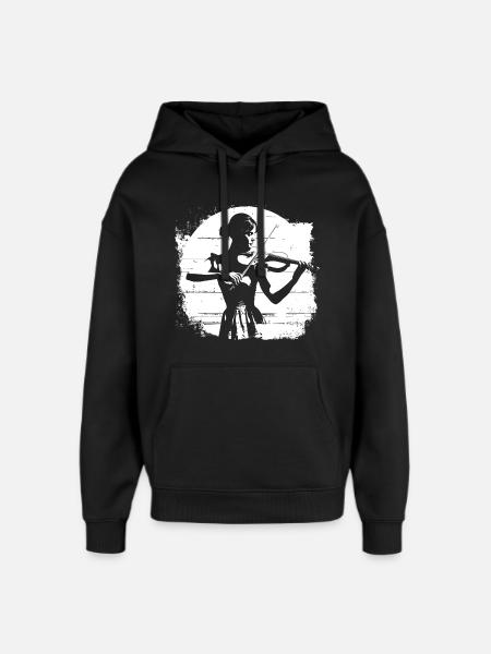 Violins Woman Drawing - Oversized Unisex Hoodie by Stanley/Stella - black
