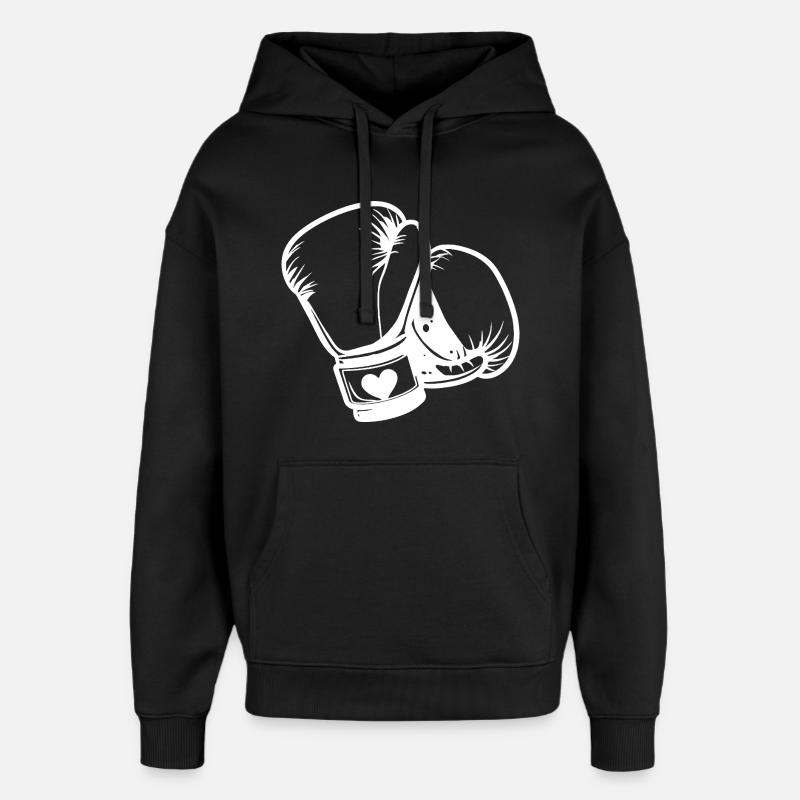 Croquis de gants de boxe - Sweat à capuche unisexe Stanley/Stella Oversized - noir