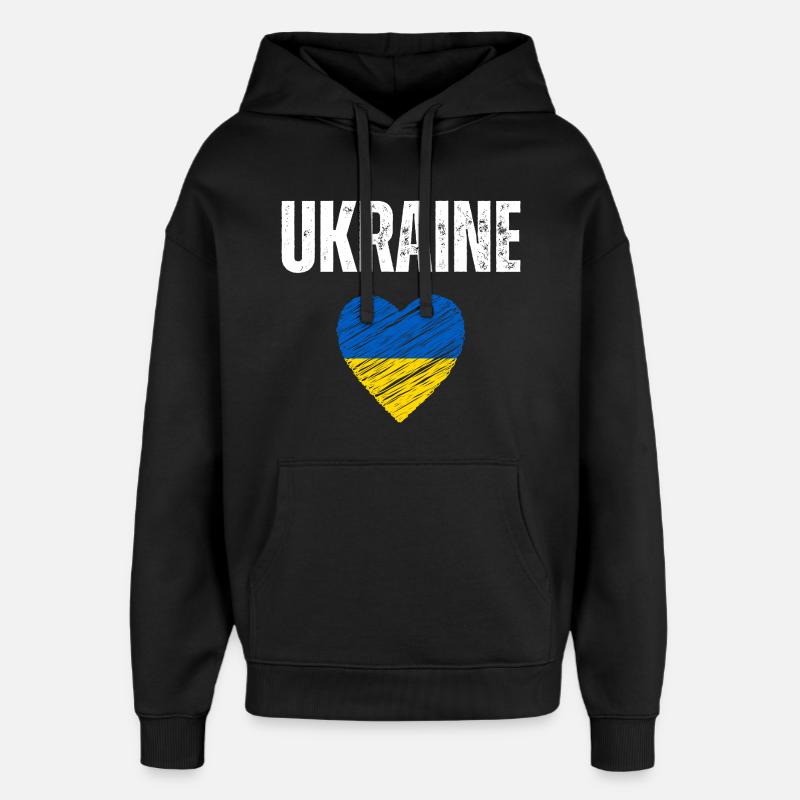 J’aime l’Ukraine, drapeau ukrainien - Sweat à capuche unisexe Stanley/Stella Oversized - noir