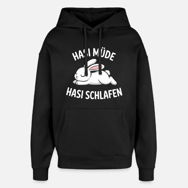 Bunny Tired Bunny Sleeping - Oversized Unisex Hoodie by Stanley/Stella - black