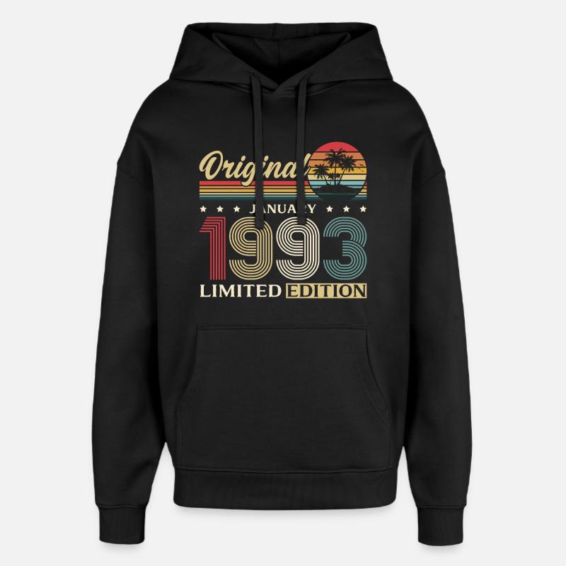 33e anniversaire Original janvier 1993 - Sweat à capuche unisexe Stanley/Stella Oversized - noir