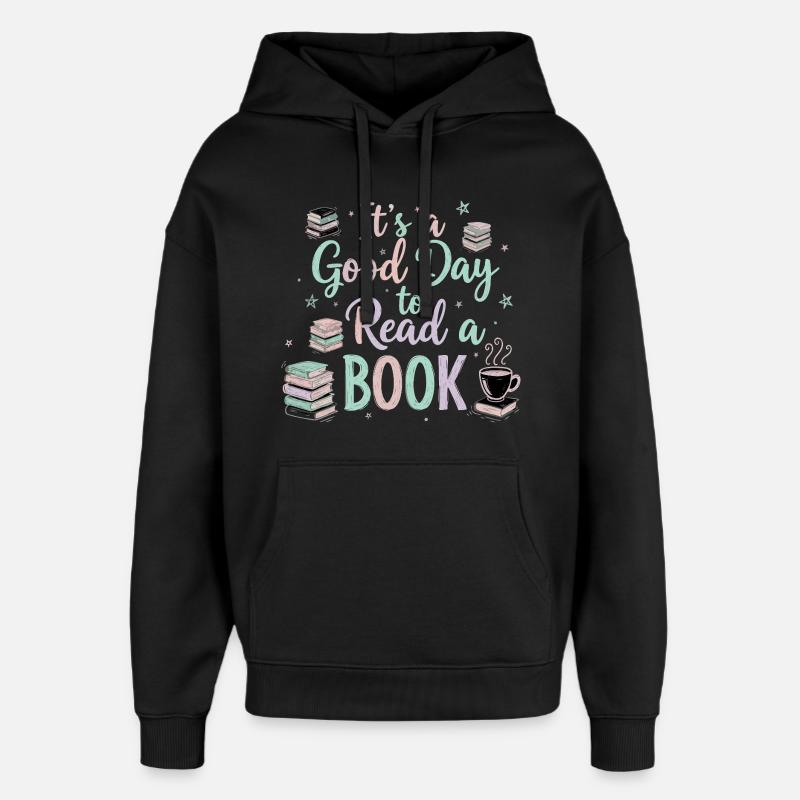 Bonjour Lire le livre - Sweat à capuche unisexe Stanley/Stella Oversized - noir