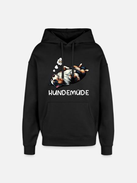Hundemüde Australian Shepherd Aussie Aussiehalter - Oversized Unisex Hoodie von Stanley/Stella - Schwarz