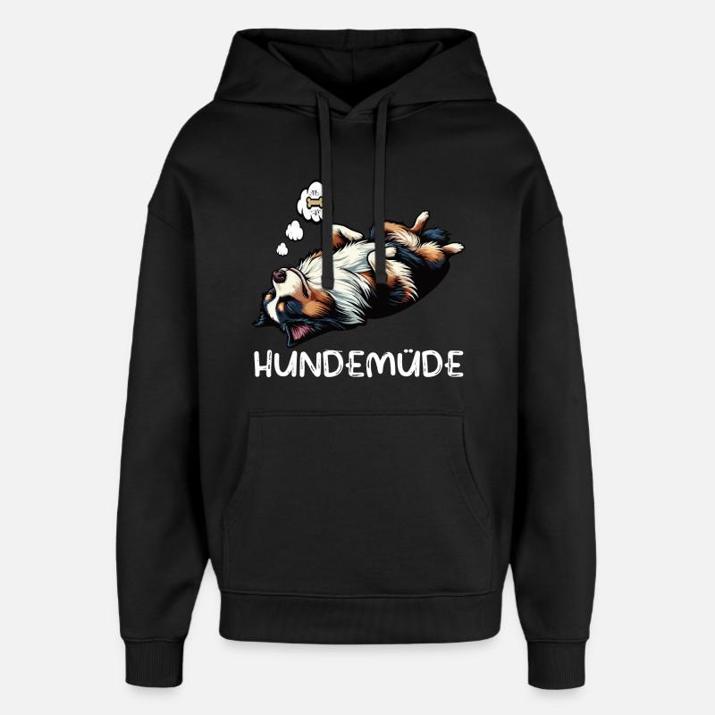 Hundemüde Australian Shepherd Aussie Aussiehalter - Oversized Unisex Hoodie von Stanley/Stella - Schwarz