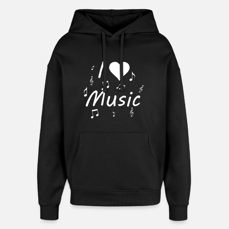 J'aime la musique - Sweat à capuche unisexe Stanley/Stella Oversized - noir