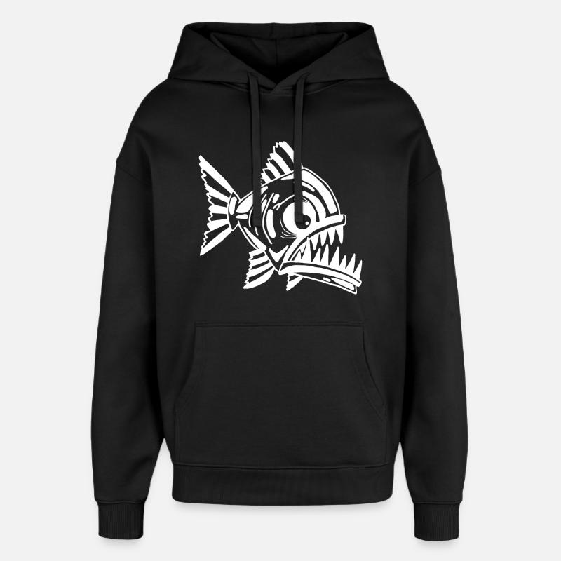 Carnivorous white fish - Oversized Unisex Hoodie by Stanley/Stella - black
