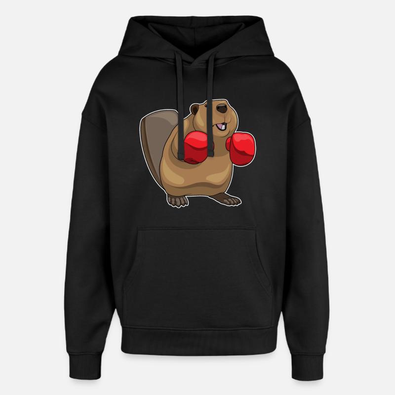 Biber Boxer Boxhandschuhe Boxen - Oversized Unisex Hoodie von Stanley/Stella - Schwarz