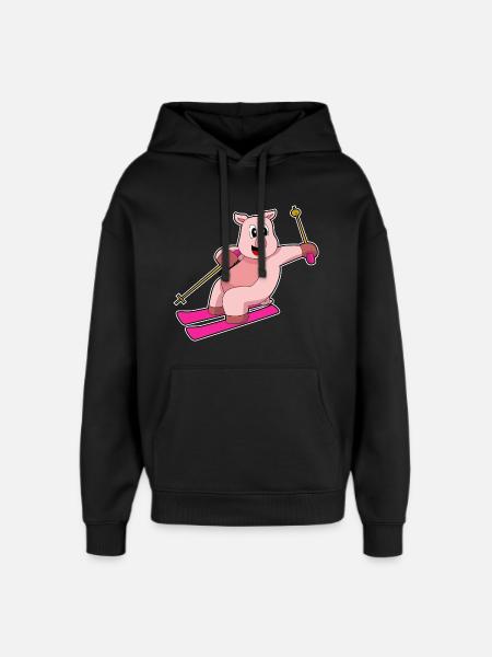 Pig Skier Ski - Sweat à capuche unisexe Stanley/Stella Oversized - noir