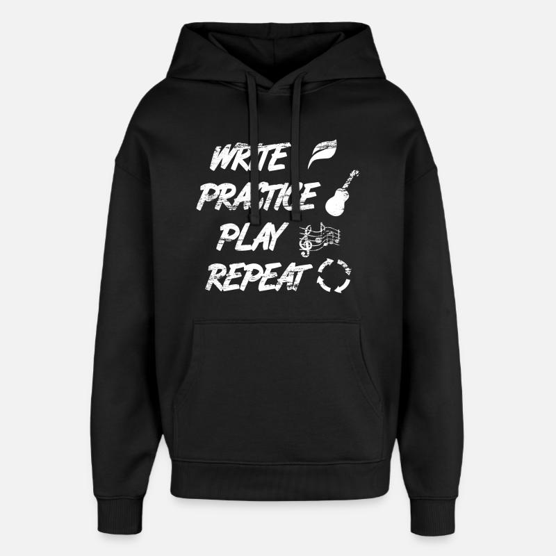 Write Practice Play Repeat - Oversized Unisex Hoodie by Stanley/Stella - black