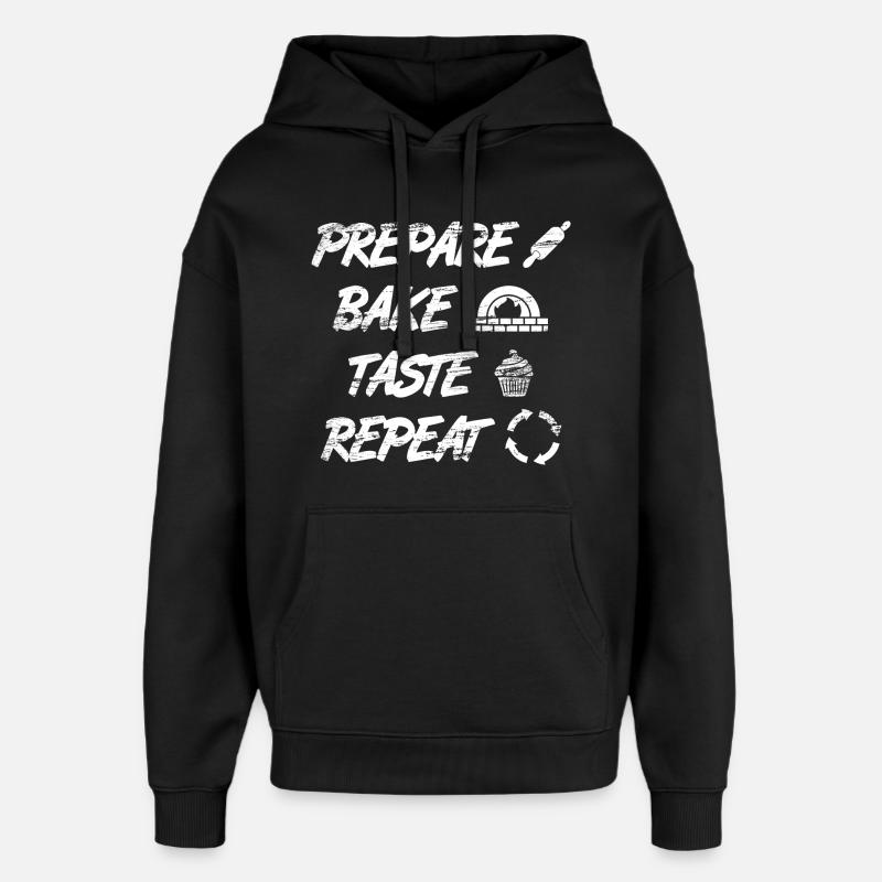 Préparer, cuire, goûter, répéter - Sweat à capuche unisexe Stanley/Stella Oversized - noir