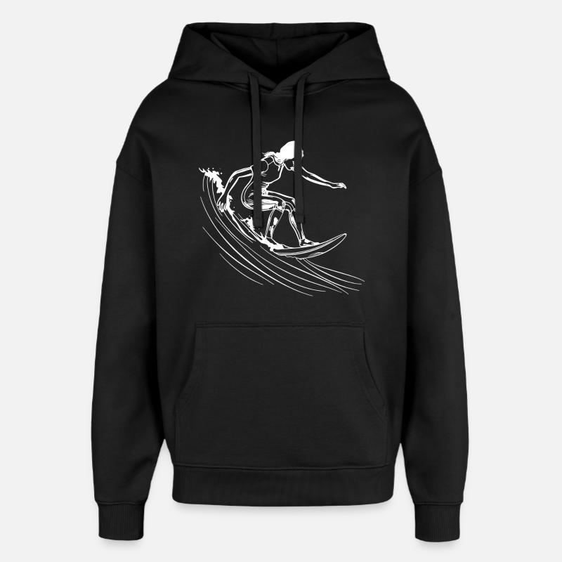Surfen Mädchen - Oversized Unisex Hoodie von Stanley/Stella - Schwarz