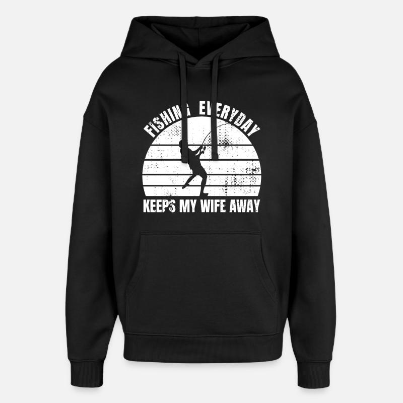 Blague du pêcheur - Sweat à capuche unisexe Stanley/Stella Oversized - noir