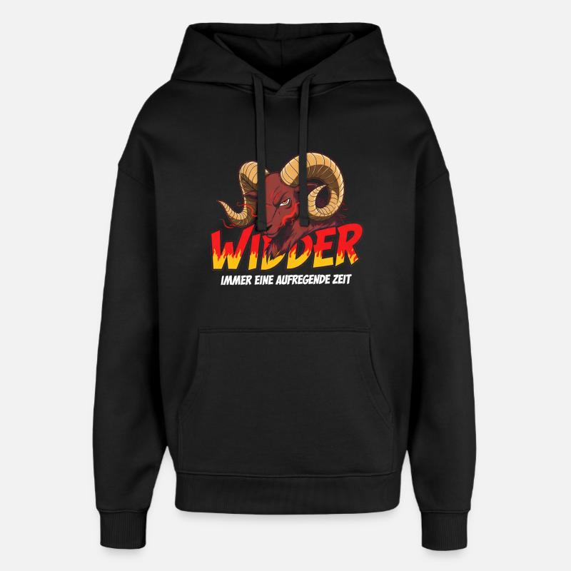 Bélier avec texte de flamme - Sweat à capuche unisexe Stanley/Stella Oversized - noir