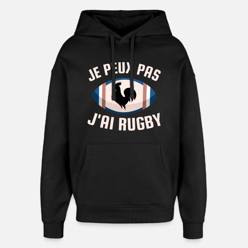 Je peux pas j ai rugby - Sweat à capuche unisexe Stanley/Stella Oversized - noir