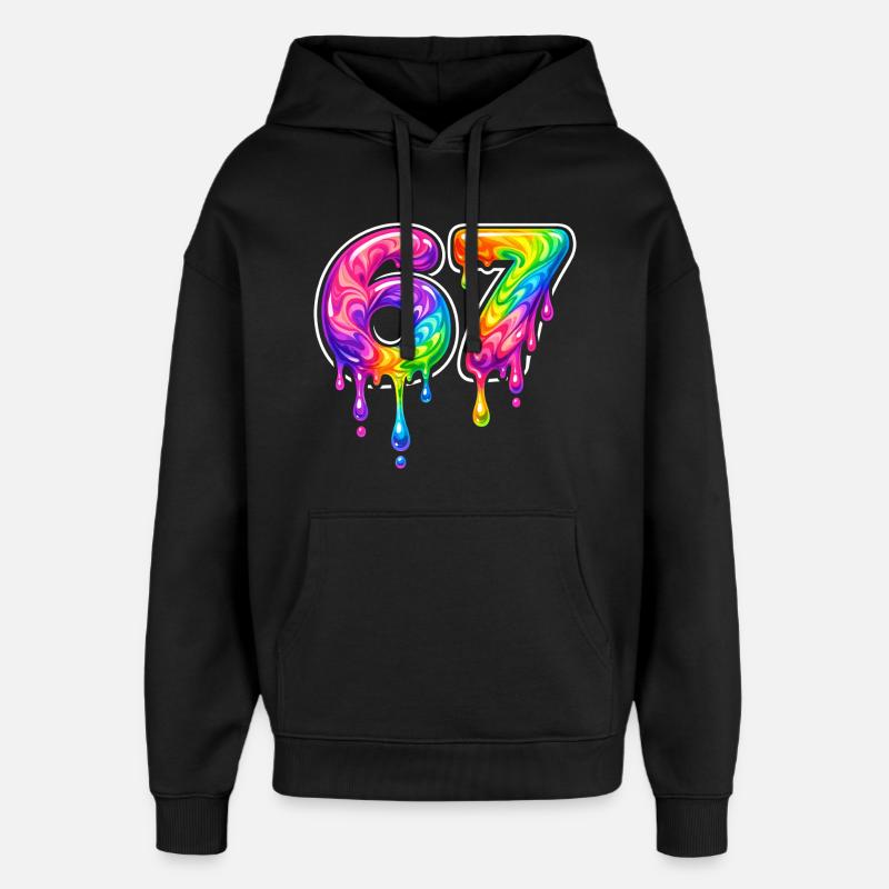67 Six Meme Seven Alpha Slang - Sweat à capuche unisexe Stanley/Stella Oversized - noir